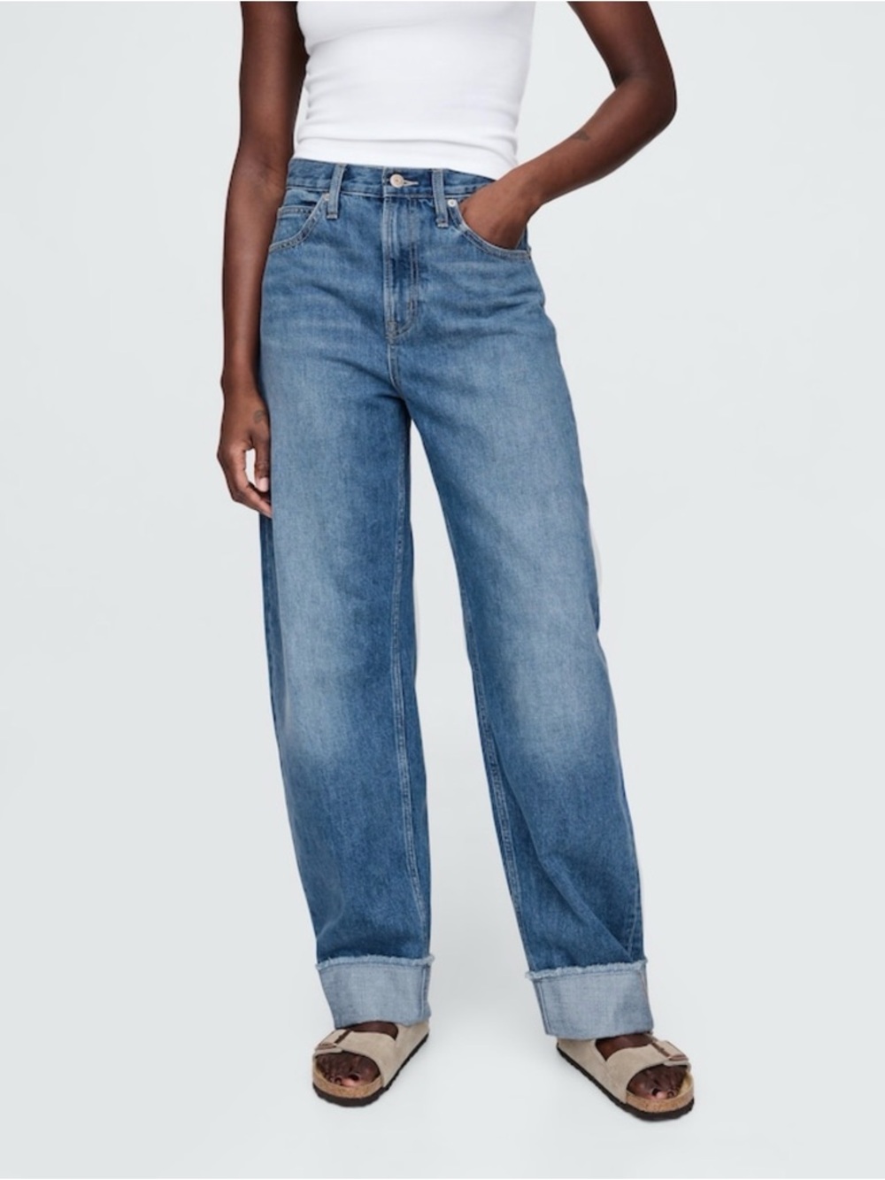 NWT GAP High Rise Cuffed Barrel Jeans